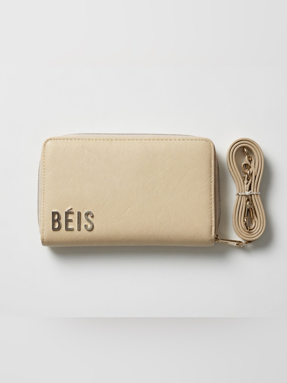 BÉIS Travel Wallet Beige Crossbody Passport Organizer Excellent